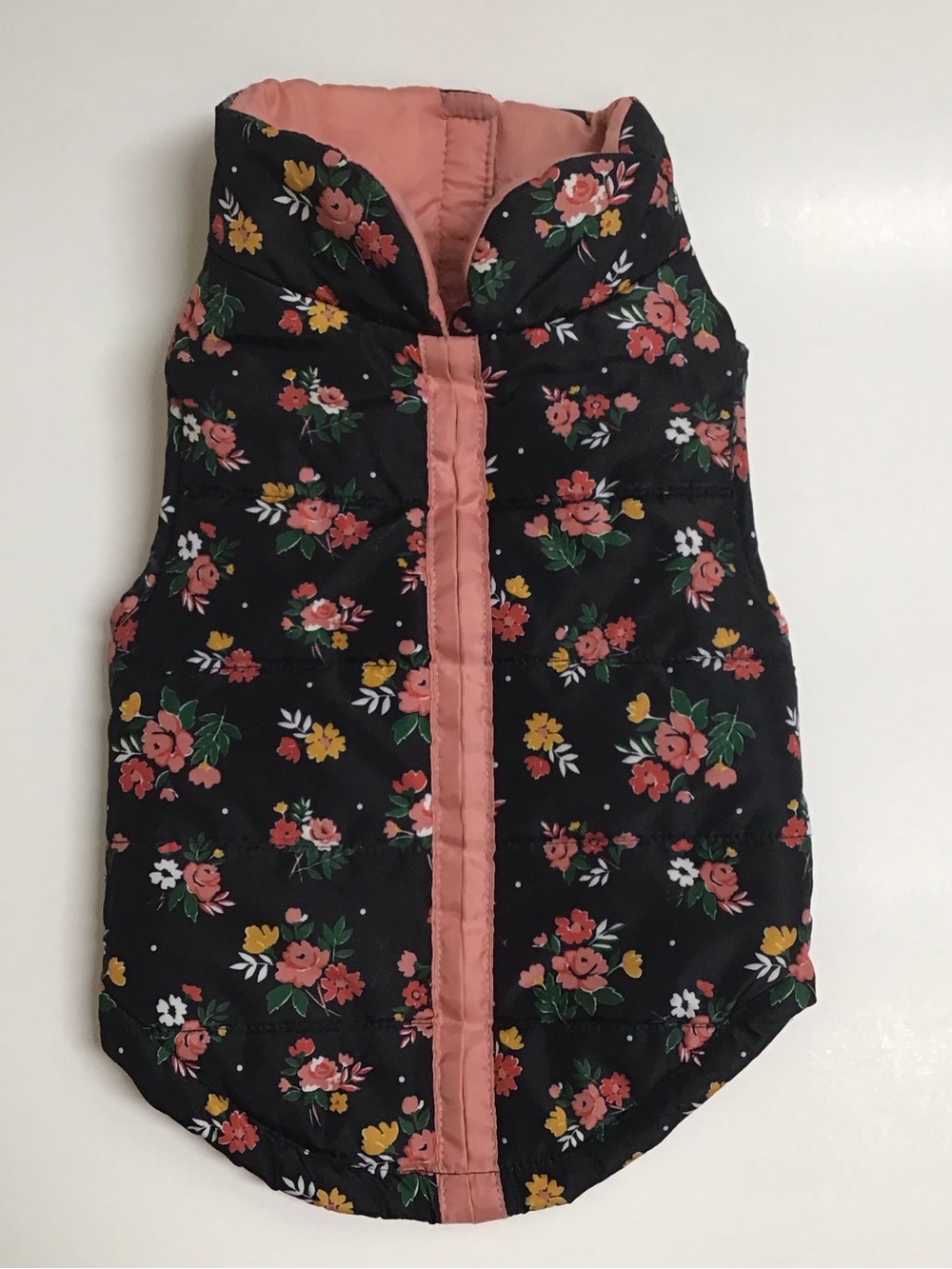 Dog Vest Puffy Quilted Floral MEDIUM Doggie Sweater Dusty Rose Winter Warm NEW